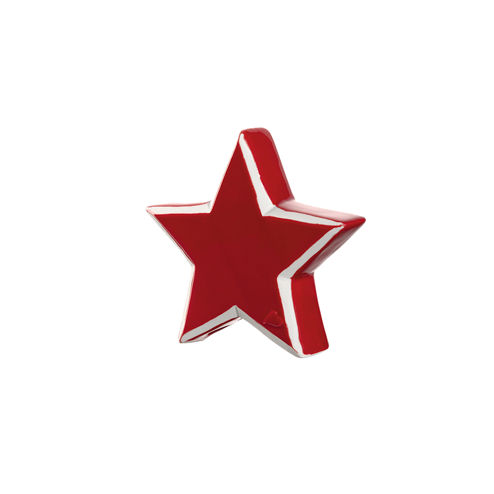 estrella de porcelana h 13 cm decora ”casolare” roja, Leonardo