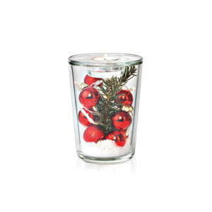 portavela con decoracion esferas luces rojo ”stellato”, Leonardo