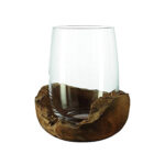 portavela con base de madera h27 cm d23 cm, Leonardo