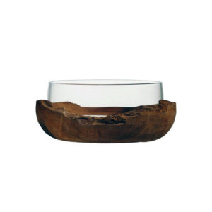 bowl con base de teca h11 cm d28 cm, Leonardo