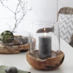 bowl con base de teca h11 cm d28 cm, Leonardo