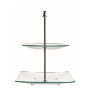 Porta pasteles/bocadillos cuadrado con 2 niveles 25 x25 cm