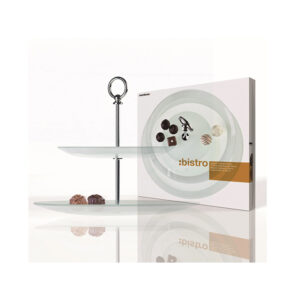 Porta pasteles/bocadillos redondo con 2 niveles 25 cm ”bistro”