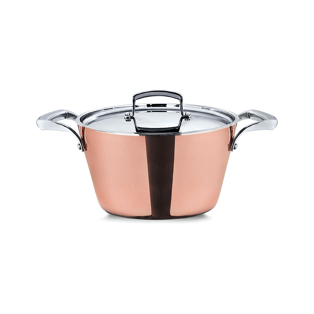 Juego De Cacerola Alta Con Recubrimiento De Cobre Con Tapa Y 2 Asas Fondo 2,5 D20 Cm Reserve, PENSOFAL