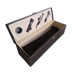 Set para vino de 4 piezas: tapón, sacacorchos, vertedor y recogegotas con espacio para 1 botella