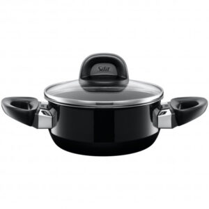 cacerola baja con tapa negra 16 cm ”modesto” silit