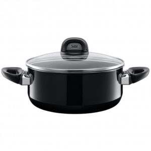 cacerola baja con tapa negra 24 cm ”modesto” silit