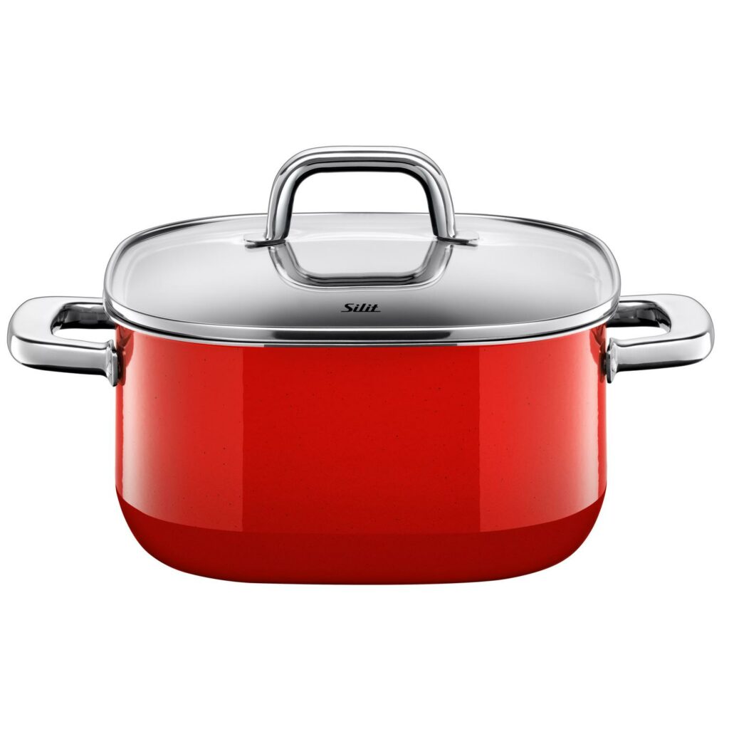 Cacerola baja con tapa roja 4,4 l 22 cm quadro, SILIT