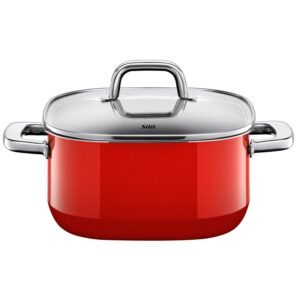 Cacerola baja con tapa roja 4,4 l 22 cm quadro, SILIT