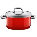 Cacerola baja con tapa roja 4,4 l 22 cm quadro, SILIT