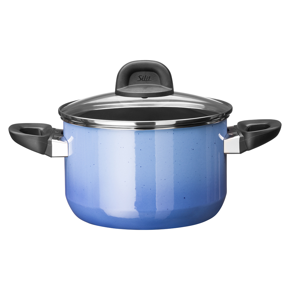 Cacerola alta 20 cm con tapa ”modesto” azul silit