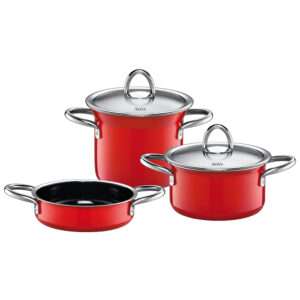 Juego de 3 ollas y 2 tapas rojo ”minimax” silit