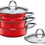 Juego de 3 ollas y 2 tapas rojo ”minimax” silit