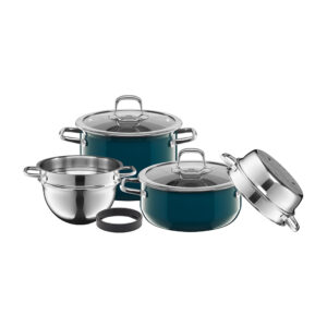 Batería de cocina compact petrol apilable de 4 piezas silit