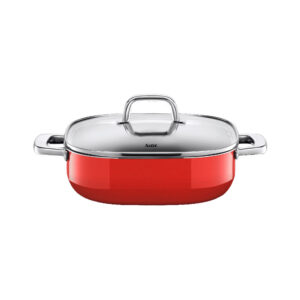 Cacerola baja con tapa quadro h. 7.8 cm 4.3 l roja silit