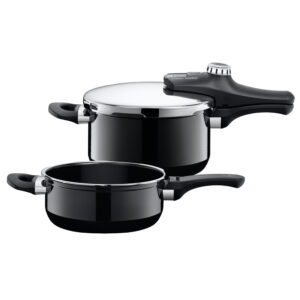Juego de ollas de presión negra sin inserto 4,5 y 3 l ”sicomatic econtrol” Duo silit