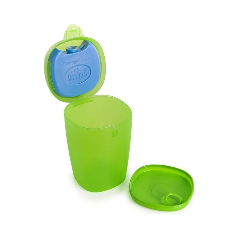 contenedor para yogurt con enfriador y cuchara verde 0.5 l 10 x9.5 x13 cm snips