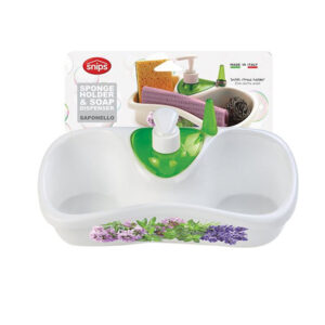 porta esponjas con dispensador para jabón y con porta anillos saponello snips
