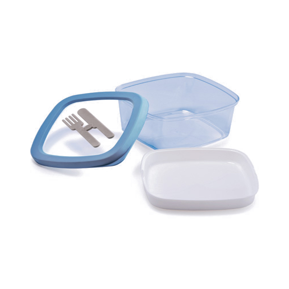 contenedor para lunch azul con charola removible snips