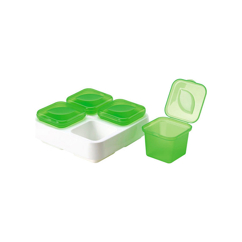 contenedor para especias verde 4 pzs 15x15x5.7 cm snips