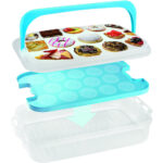 porta cupcakes tartas pastelillos pay azul 45×29.5×44 cm snips