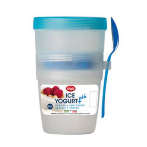 contenedor para yogurt, granola y frutas snips