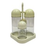 Juego de aceitera, vinagrera, salero y pimentero con charola 4 pzas