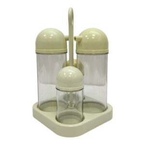 Juego de aceitera, vinagrera, salero y pimentero con charola 4 pzas