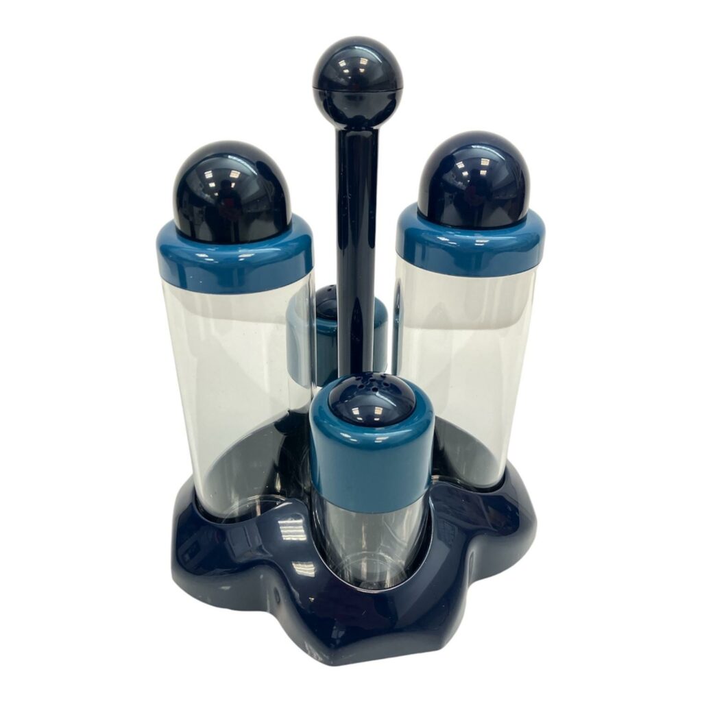Juego de aceitera, vinagrera, salero y pimentero con stand (menage)