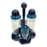 Juego de aceitera, vinagrera, salero y pimentero con stand (menage)