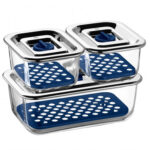 Juego de 3 contenedores rectangulares con rejilla 2 de 13×10 cm y 1 de 21×13 Cm top serve wmf