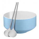 juego para ensalada azul 3 pzs ensaladera y cubiertos para servir moto wmf