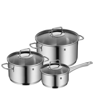 WMF ASTORIA: Juego de 3 ollas, fabricadas con acero Cromargan y base transtherm, WMF