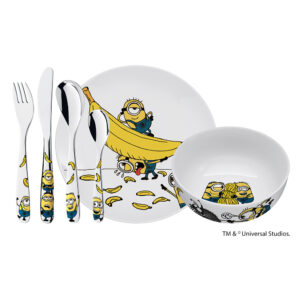 Juego de servicio infantil ”minions”, cubiertos con plato y tazón de porcelana wmf