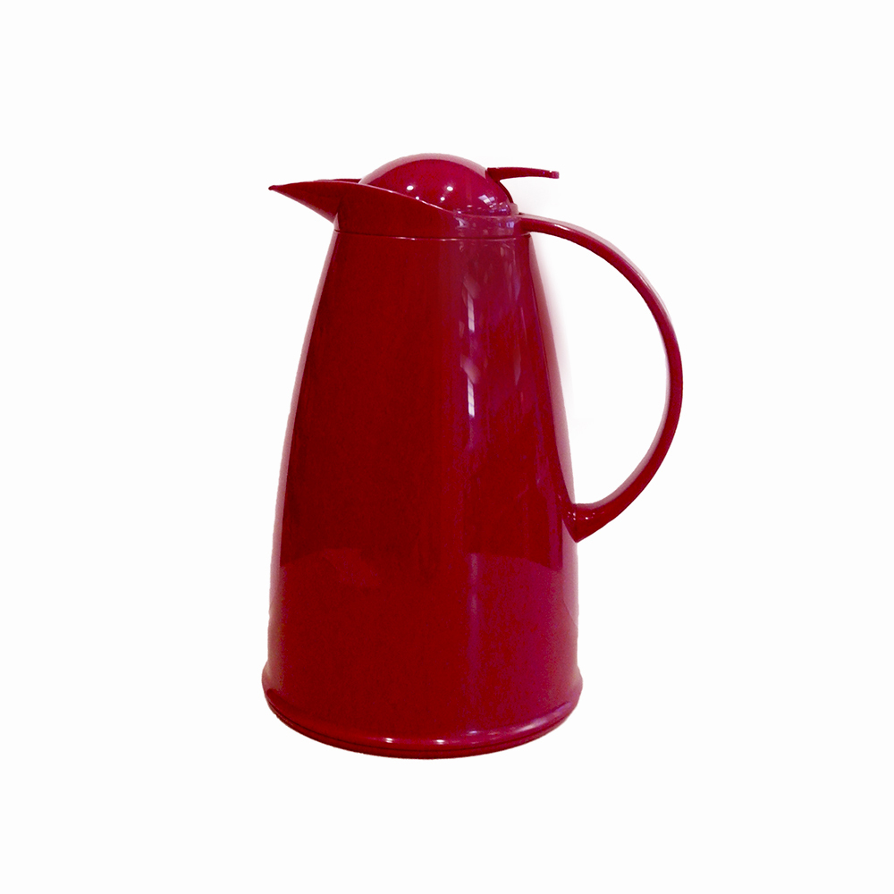 jarra térmica de plástico, de 1 L, con interior de ampolla de cristal color grosella