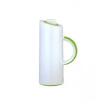 jarra térmica 1.0 l cuerpo blanco asa y tapon verde ampolla de cristal