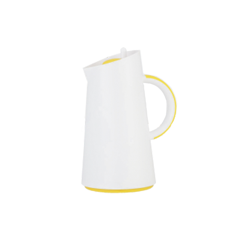 jarra térmica 1.0 l cuerpo blanco asa y tapon amarillo ampolla de cristal xtra