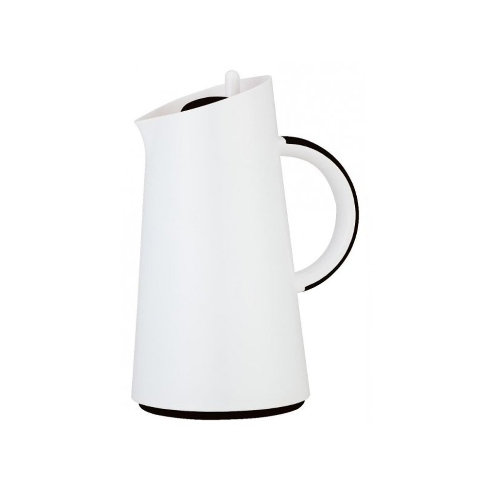 Jarra térmica 1.0 l cuerpo blanco asa y tapon negro ampolla de cristal