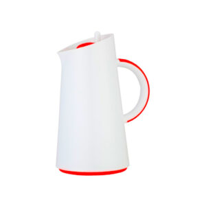 jarra térmica 1.0 l cuerpo blanco asa y tapon rojo ampolla de cristal