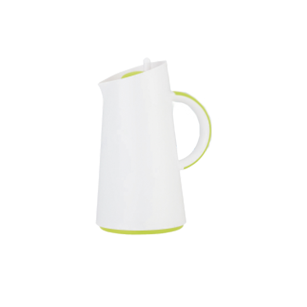jarra térmica 1.0 l cuerpo blanco asa y tapon verde ampolla de cristal xtra