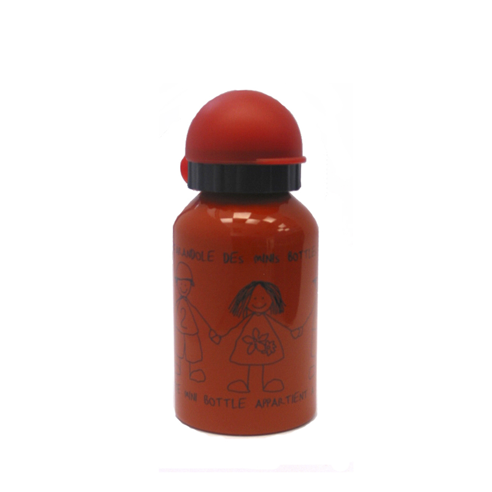 botella de aluminio 0.3 l naranja con tapa de plastico ”niños”