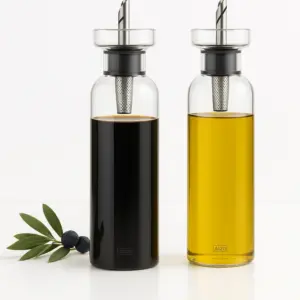 Menage para aceite y vinagre 300 ml h 21 cm Aromapour de vidrio y acero inoxidable