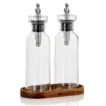 Menage para aceite y vinagre 300 ml h 21 cm Aromapour de vidrio y acero inoxidable