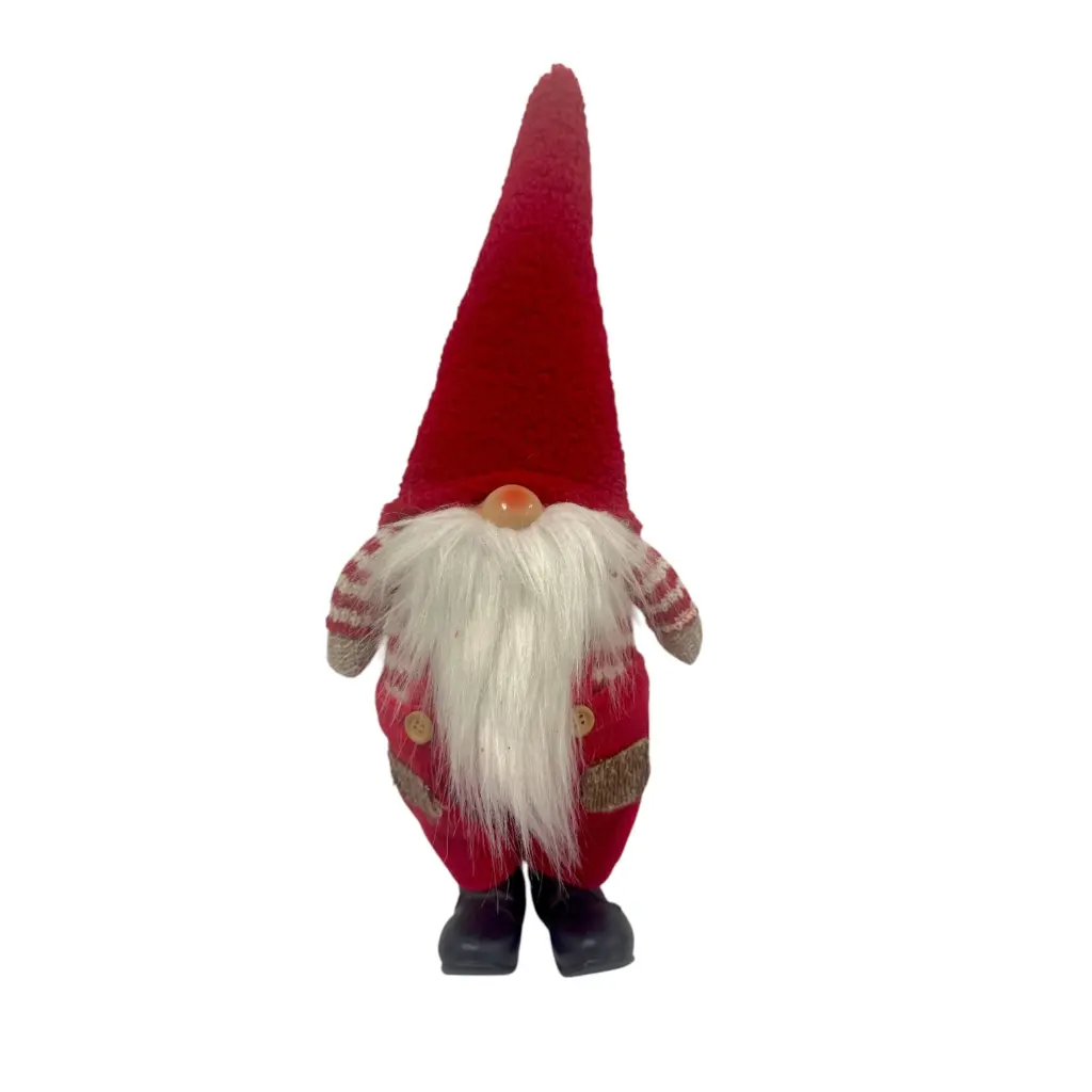 Figura de gnomo de 20 x14 x50 cm con rayas en rojo