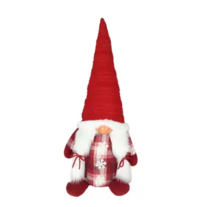 Figura de gnomo femenino de 26 x17 x55 cm en rojo y blanco