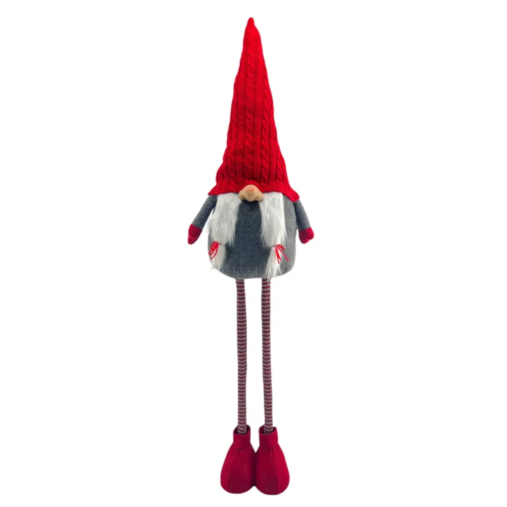 Figura de gnomo femenino de 125 cm con piernas telescopicas en rojo