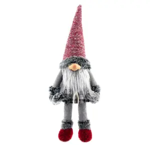 Figura de gnomo de pie de 70 cm con abrigo en rojo