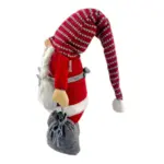 Figura de gnomo femenino de 75 cm con bolsa, gorro y rayas en rojo y gris
