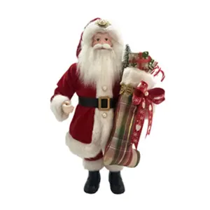 Figura de santa claus de 46 cm con calcetín y regalos