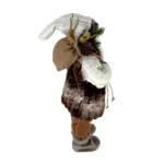 Figura de santa claus de 60 cm con bolsa, linterna y raquetas de nieve en café y blanco
